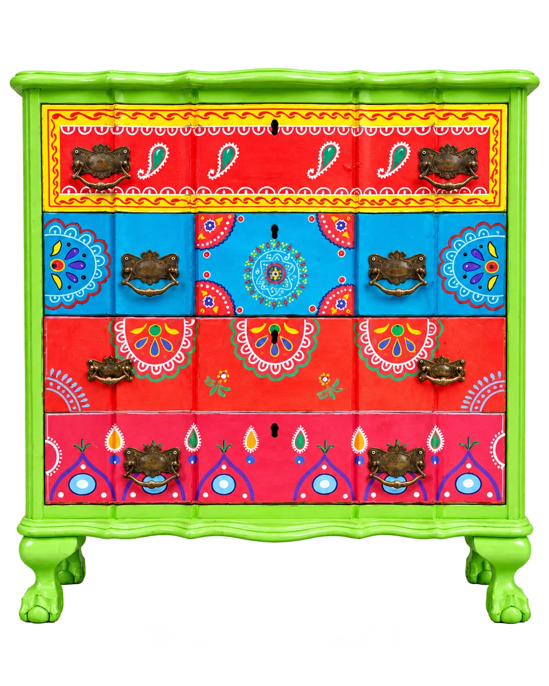 Lime Mandala Chest of Drawers