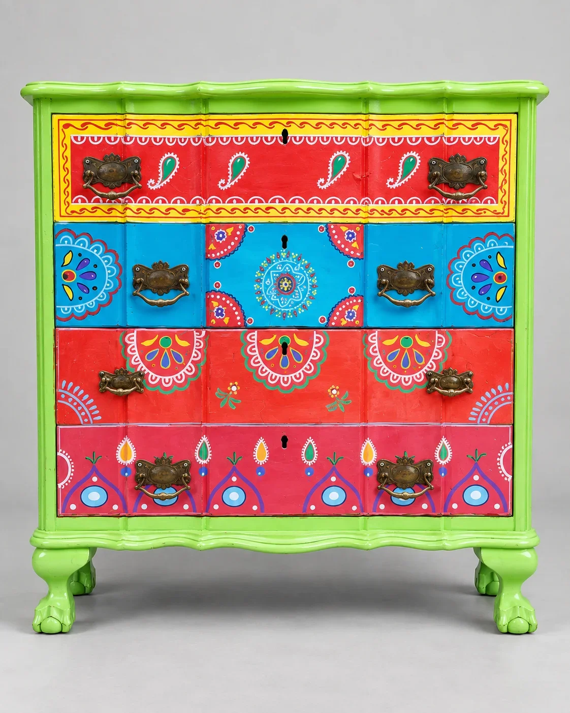 Lime Mandala Chest of Drawers